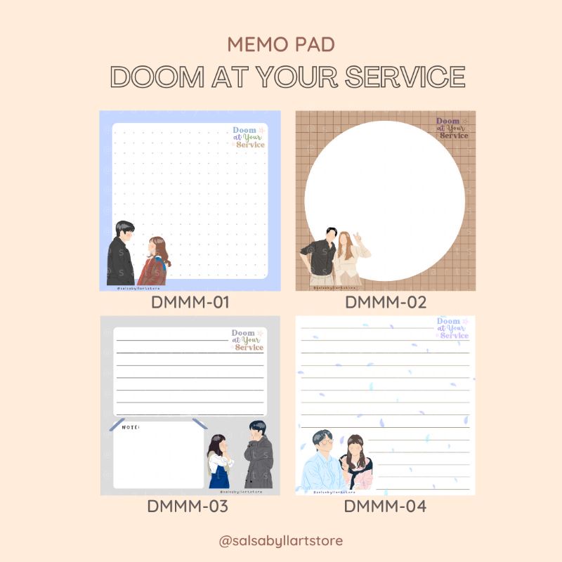 

Memo Pad Doom at Your Service kdrama series ||salsabyllartstore