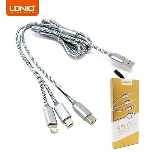 ldnio lc85c  kabel data fast charging 3 in 1 for android lightning dan type c