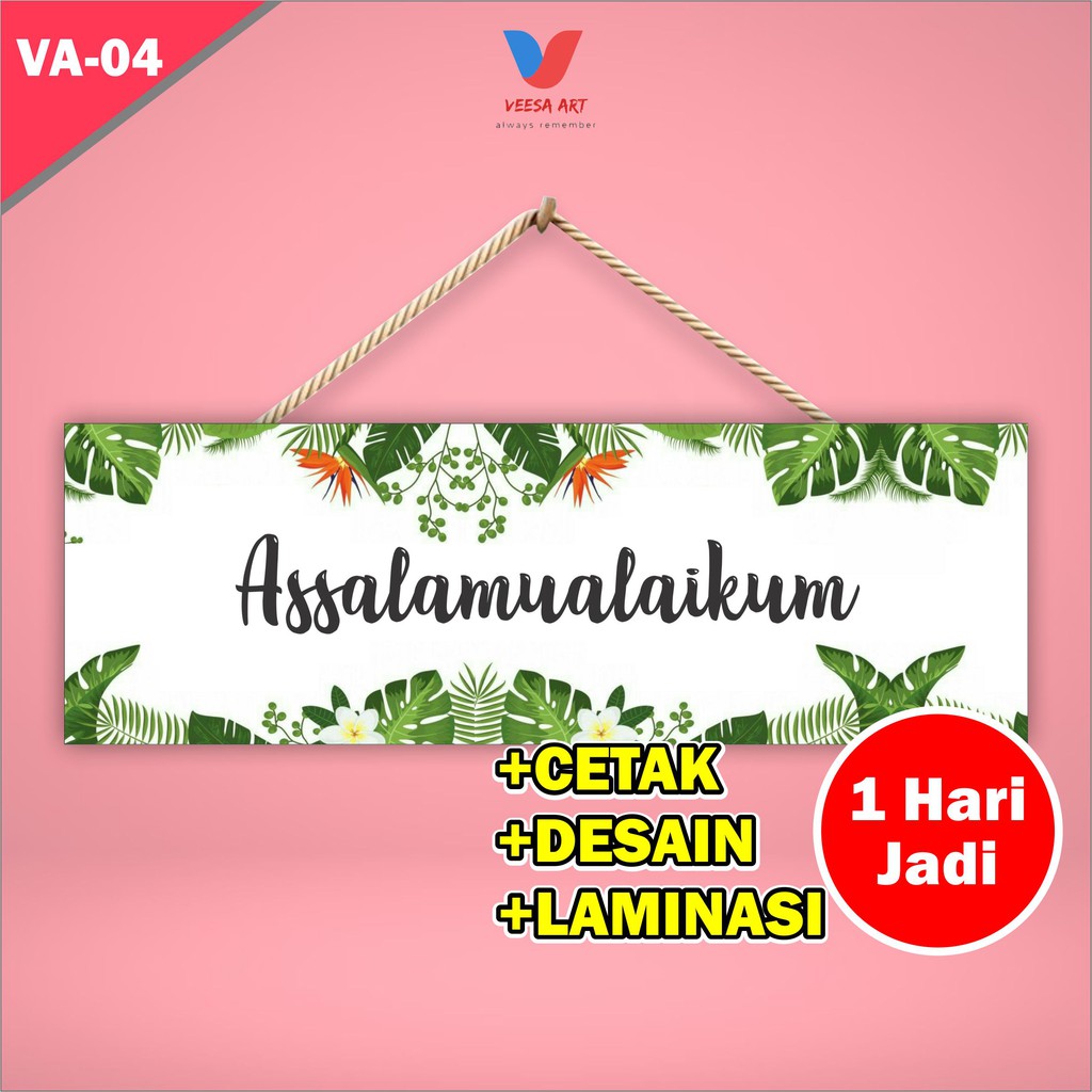 Hiasan Pajangan dinding rumah assalamualaikum welcome tropical dekorasi home decor tulisan custom