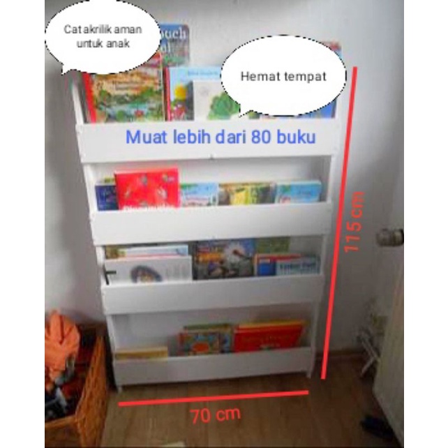 Rak Buku Kayu Susun/Rak Buku 4 Susun/Rak Buku Anak