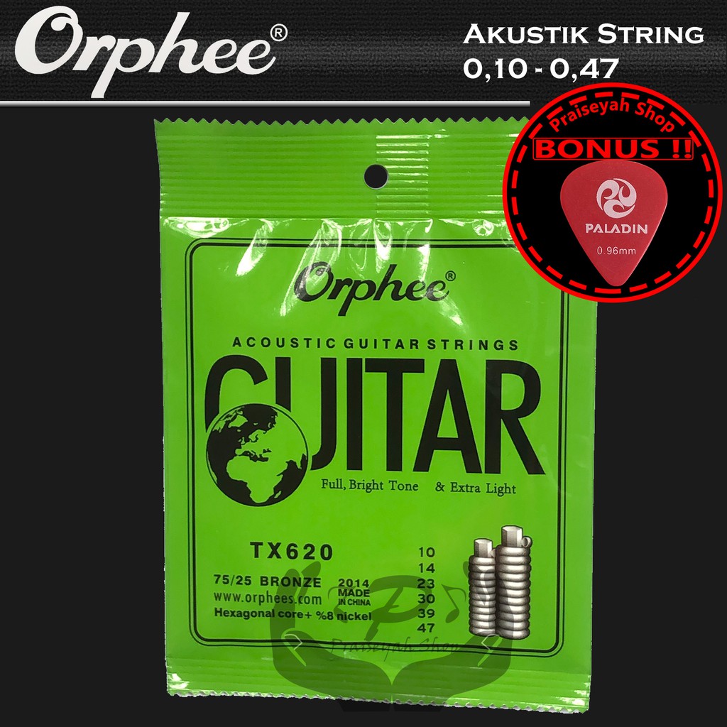 Senar Gitar Akustik String 0,10 Orphee TX 620 Original TX620 Set