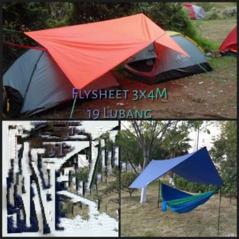 flysheet 19 loop,tenda darurat outdoor,traptend ukuran 3×4