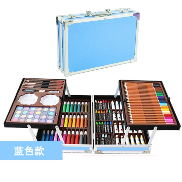 

[GRATIS ONGKIR] Set Alat Gambar Anak Tulis Lukis Koper Box Jingjing Import / Art Set - Biru polos TERJAMIN