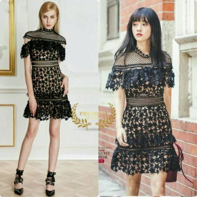 Self portrait yoke midi dress ( brocade lace premium dress)