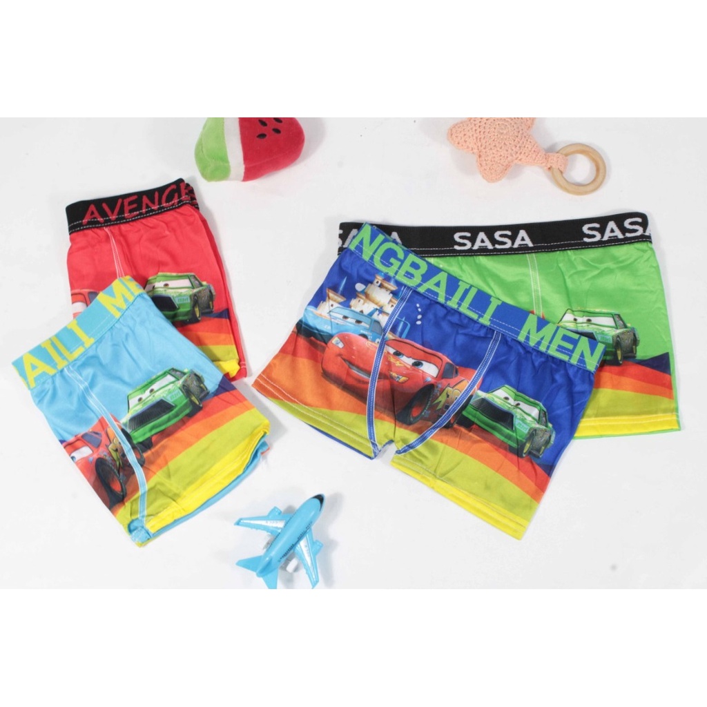 Celana Dalam Boxer Anak Cowok Bahan Spandex Rayon Premium / Celana Dalam Boxer Anak Usia 6-12 Tahun Bermotif Karakter