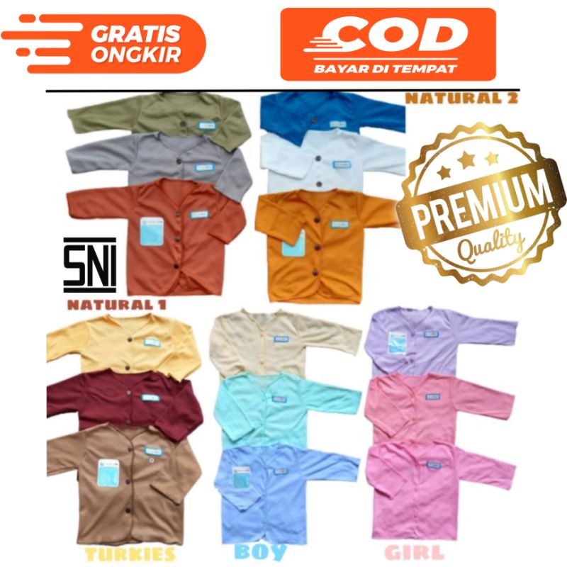 Baju Bayi Polos Lengan Panjang S,M dan L(JUMBO) 6pcs SNI promo 9.9
