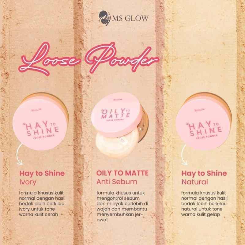 MS GLOW LOOSE POWDER EXPIRED 2024 / BEDAK TABUR MS GLOW / IVORY - OILY MATTE - NATURAL