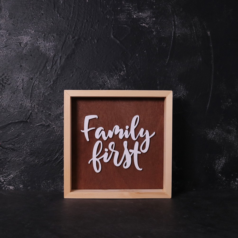 Magna Wooden Frame | Family First | Hiasan Dinding Kayu