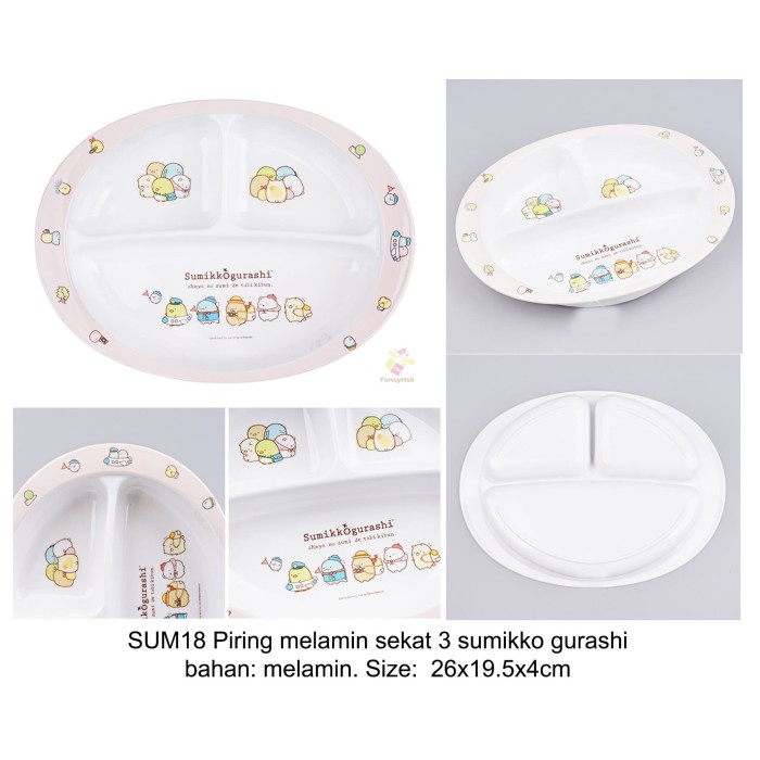 L.Maryanne Ori Korea Piring Melamin Sekat 3 Sumikko Gurashi - Sum18