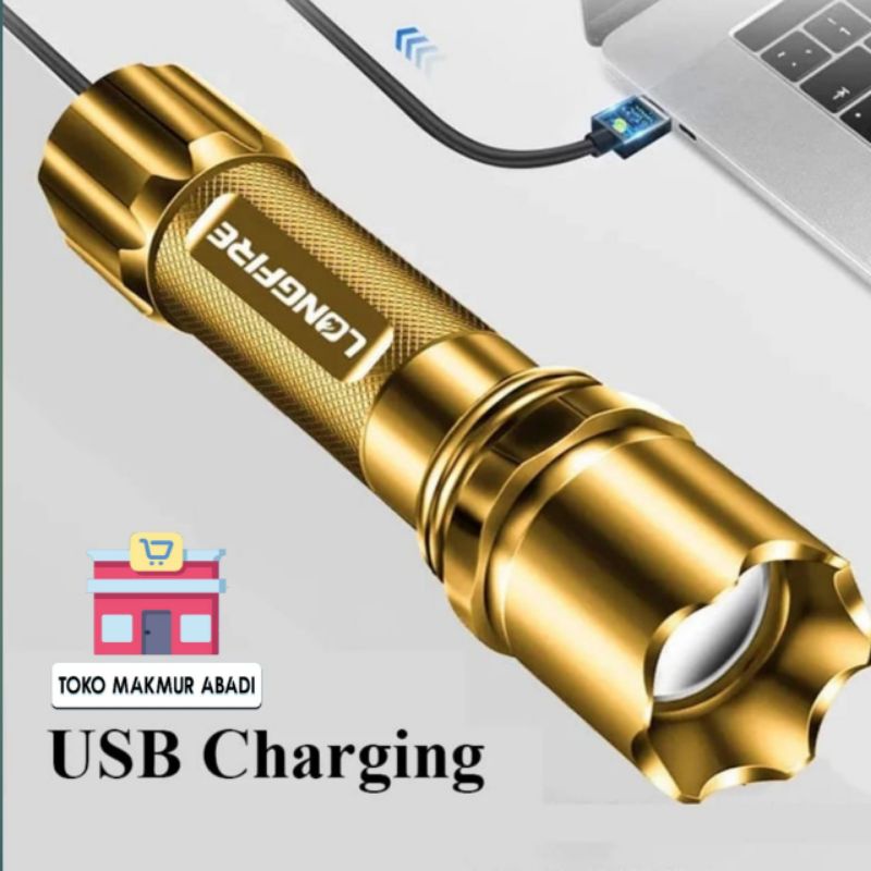 SENTER SWAT MINI LED - SENTER LED POLICE - SENTER MINI CHARGEABLE GOLD