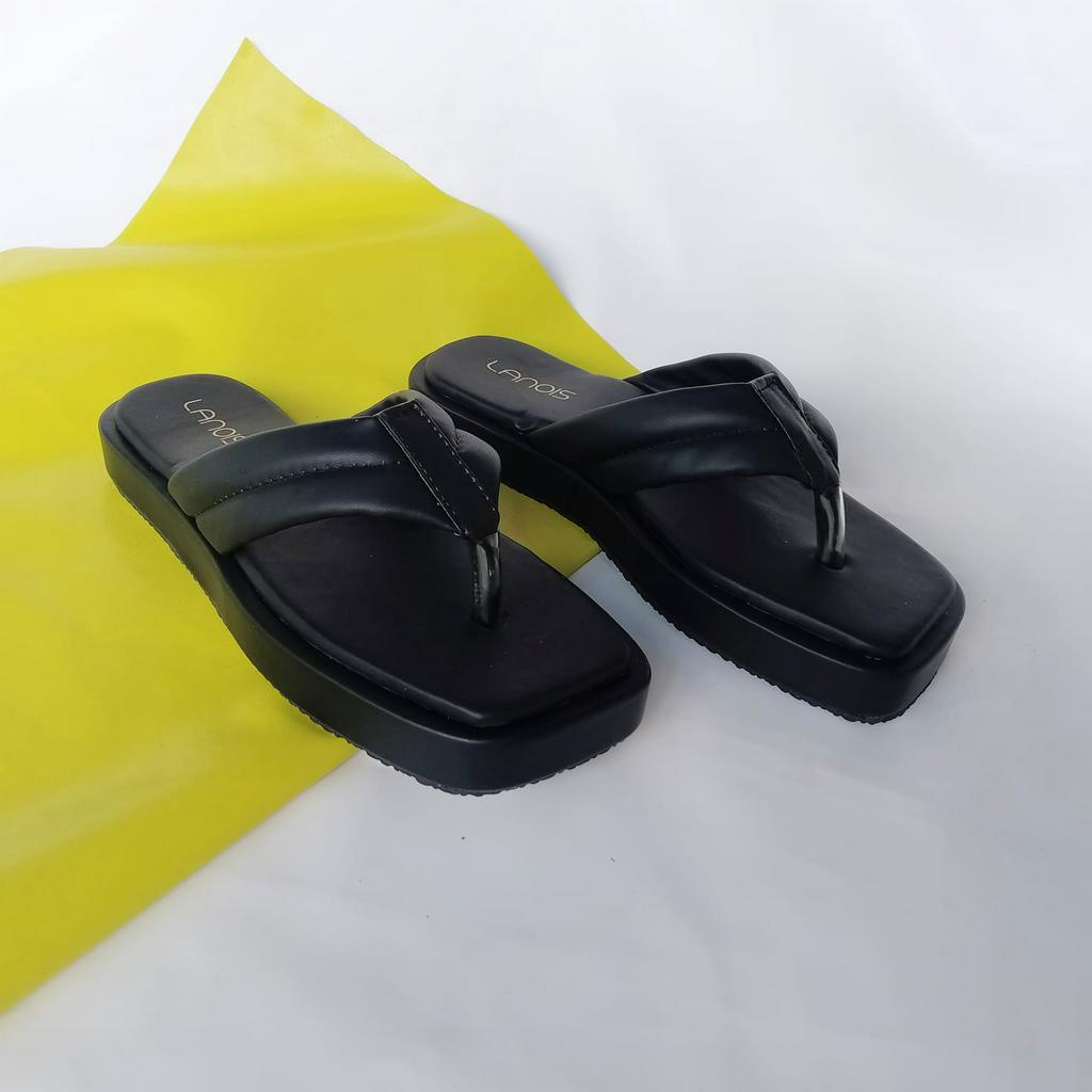 Sandal Jepit Wanita Platform HITAM NESANH - TRISHA