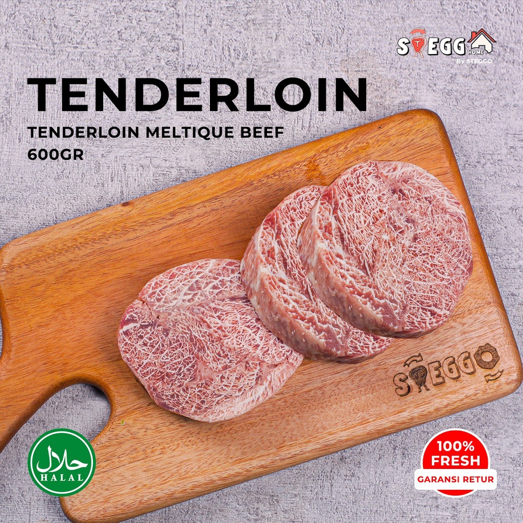 

Tenderloin Beef Steak Premium 600 Gr meltique/ Daging Steak Sapi Tenderloin Halal by Steggo
