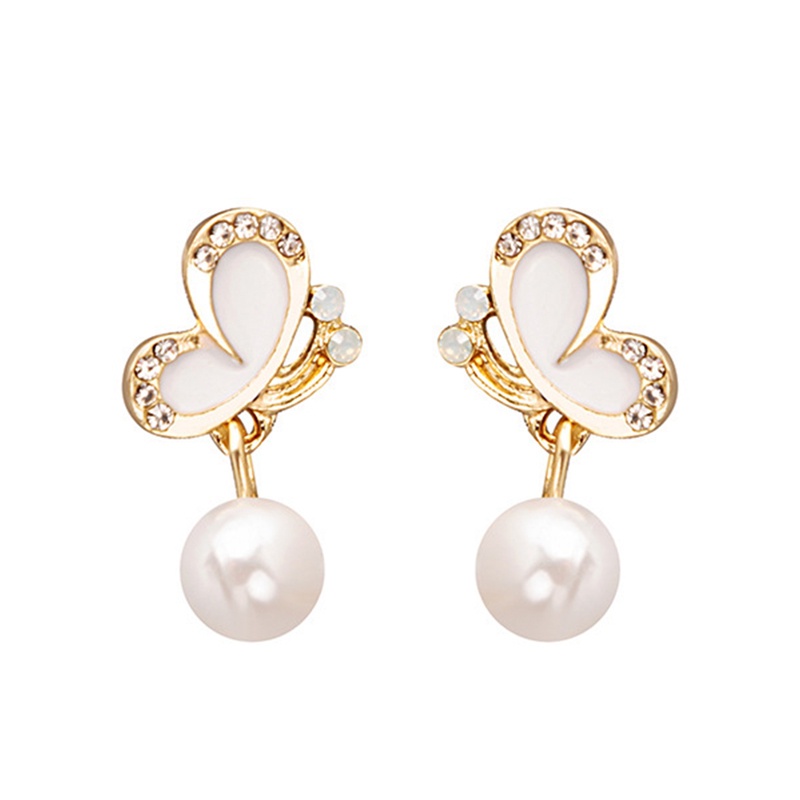 Anting Stud Jarum S925 Silver Aksen Mutiara Berlian Gaya Retro Korea Untuk Wanita