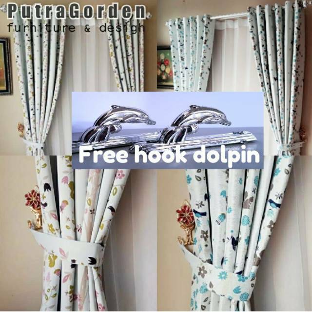 Gorden blackout blezer motif burung tirai korden