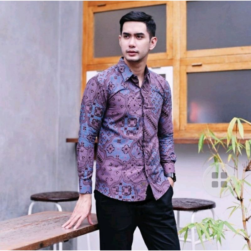 Jagadmuda kemeja batik pria Slimfit lengan panjang lapisfuring