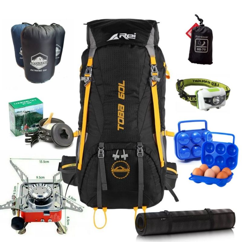 Paket komplit carrier arei toba 60L / Rei Toba 60L 7 in 1