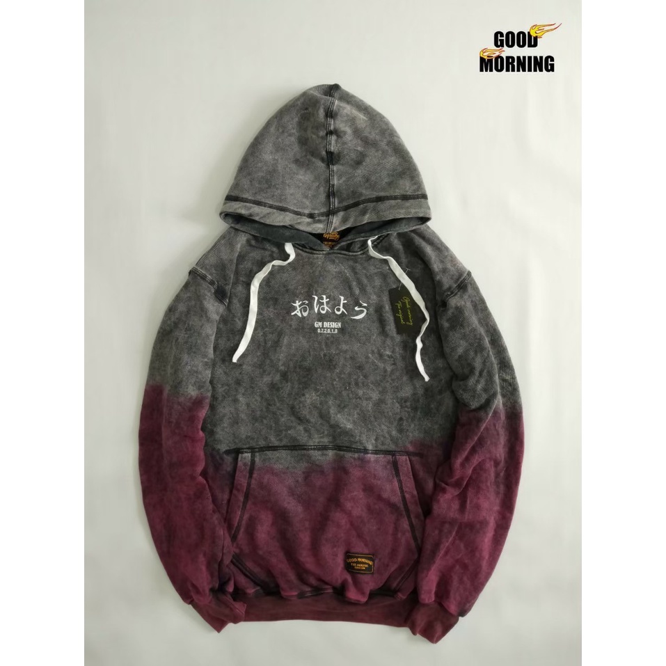 JAKET HOODIE WASHED SANDWASH COMBI WARNA MAROON WASH HOODIE GREY