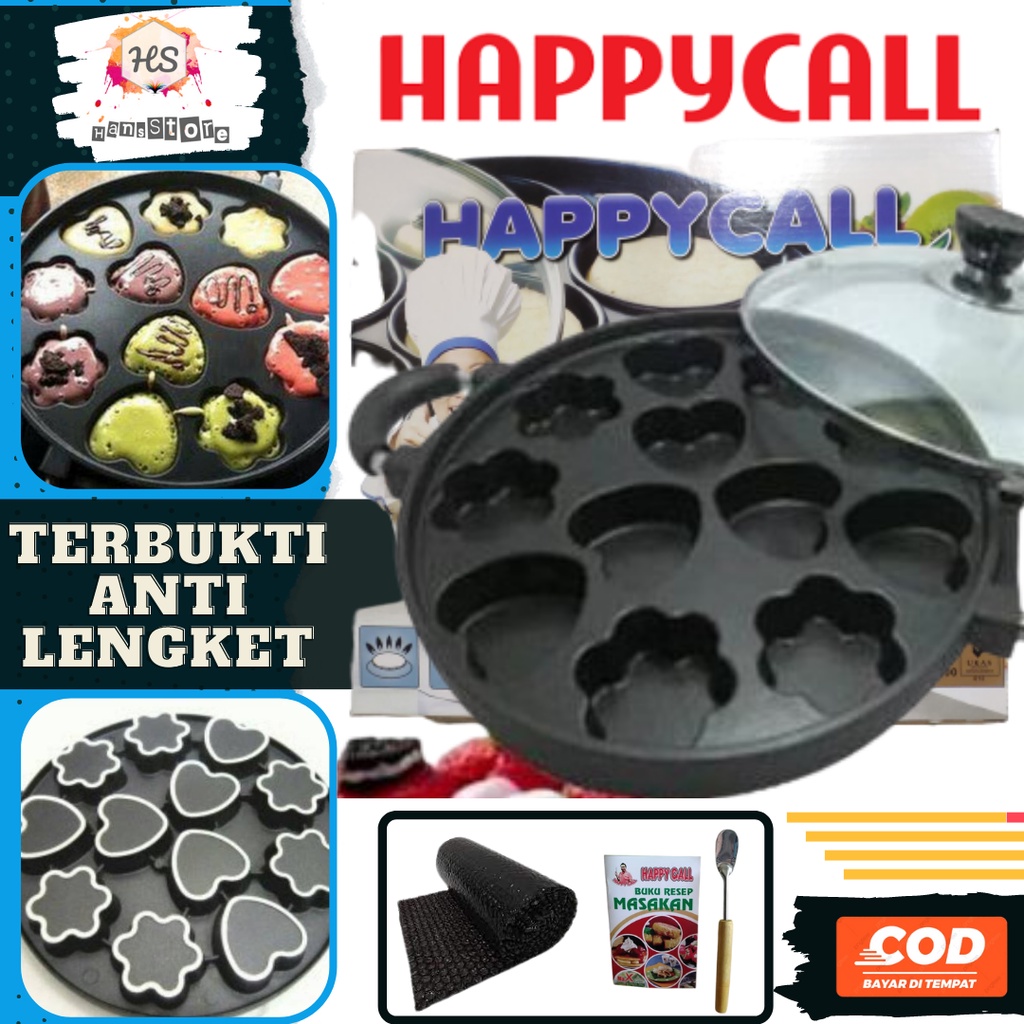 001 Cetakan kue 12 Lubang Motif happy call Snackmaker teflon anti lengket Alat Masak Peralatan Rumah