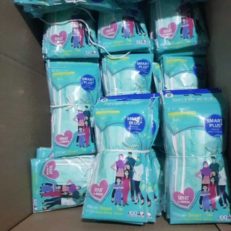 Masker Medis Headloop Hijab Skrineer 3ply Surgical Mask1pack isi 5pcs