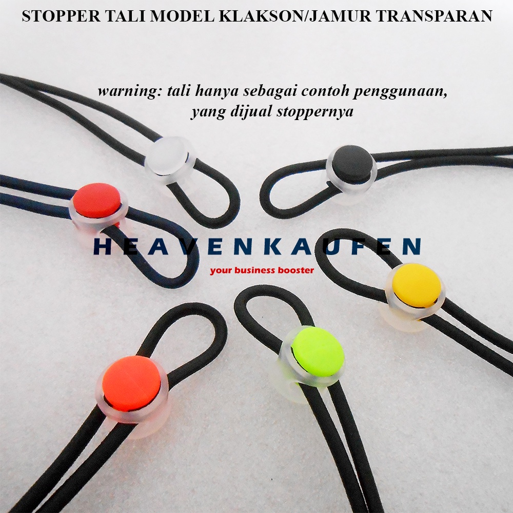 Stopper Tali Model Klakson/Mushroom Jamur Transparan Type C Untuk Stopper Tali Jaket Craft Masker Dll