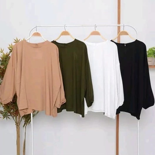Atasan Wanita Terbaru Blouse Balon Jumbo Fashion Remaja Muslim Style Hijab Dinda Blouse Atasan Murah