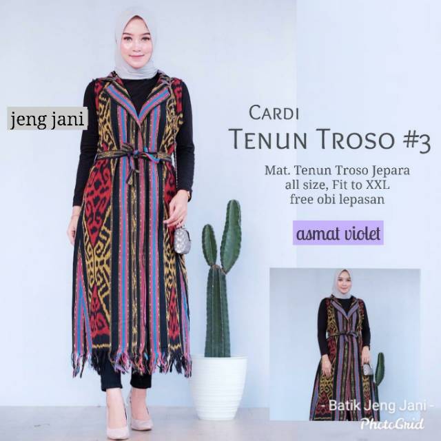 Cardigan/Outer/Vest Tenun Troso Lurik Asli Jepara