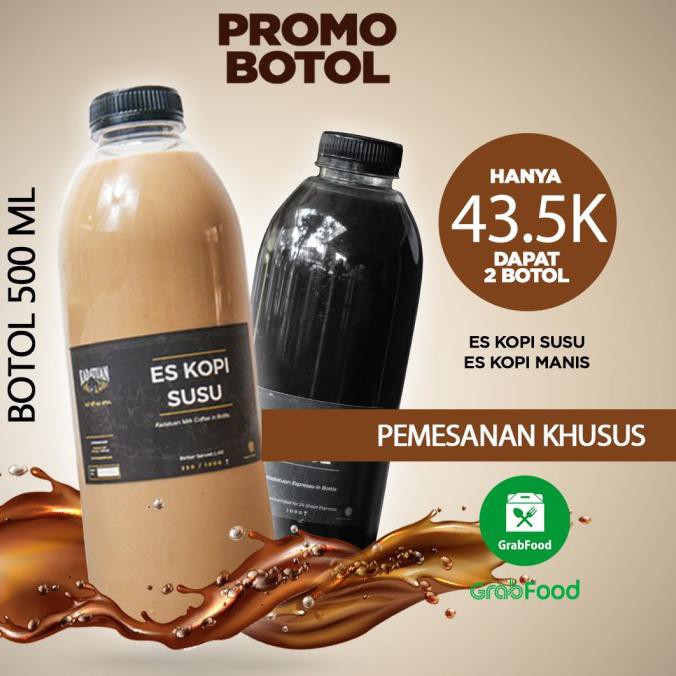 

Es Kopi Susu Botol 500ml & Kopi Hitam Manis 500 ml