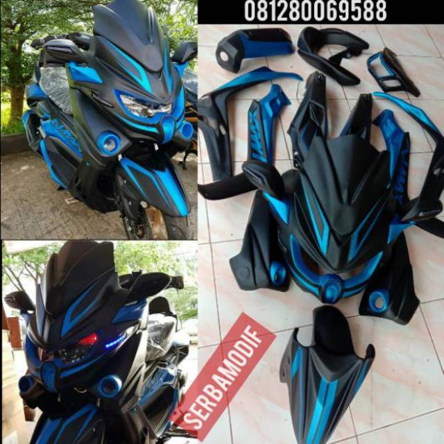 Fullbody predator nmax hitam dop corak biru