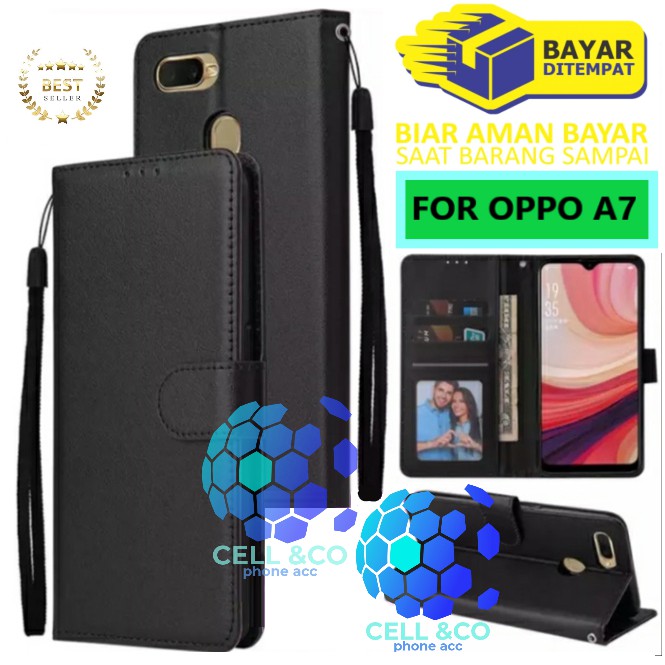 Flip cover OPPO A7 Flip case buka tutup kesing hp casing flip case leather wallet