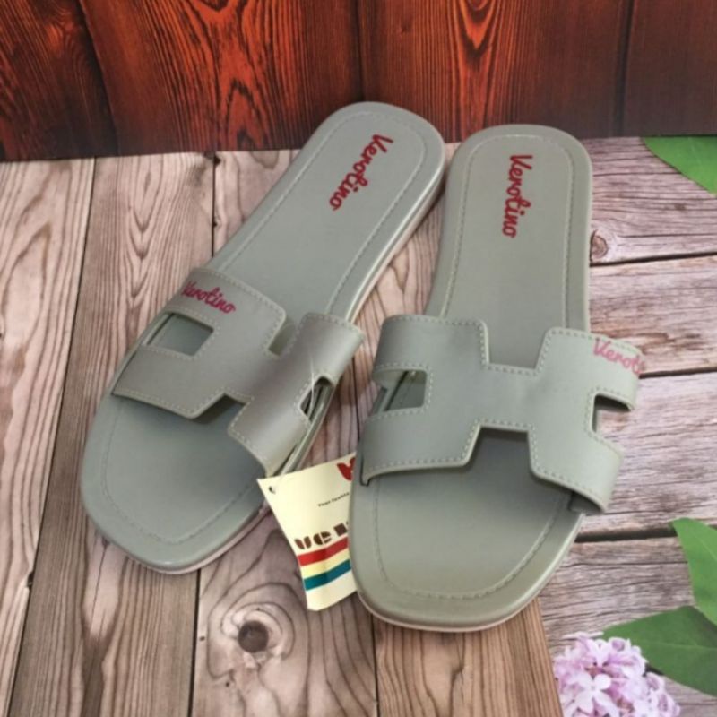 Sandal Flat Wanita Sandal Selop Hermes Karet Jelly