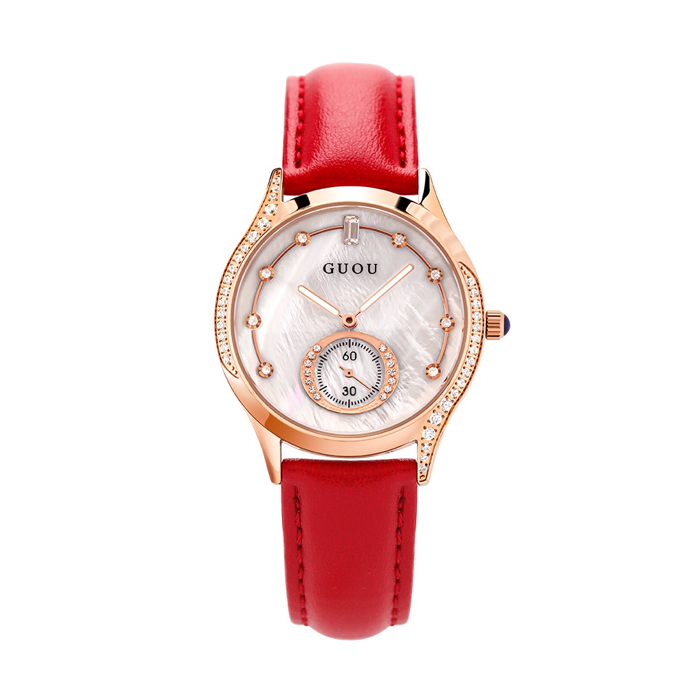 【stock】GUOU Watch 【100% Ori】【COD】2022 Baru Women Watch Sederhana Fashion kulit Jam tangan anti air perempuan【With box】