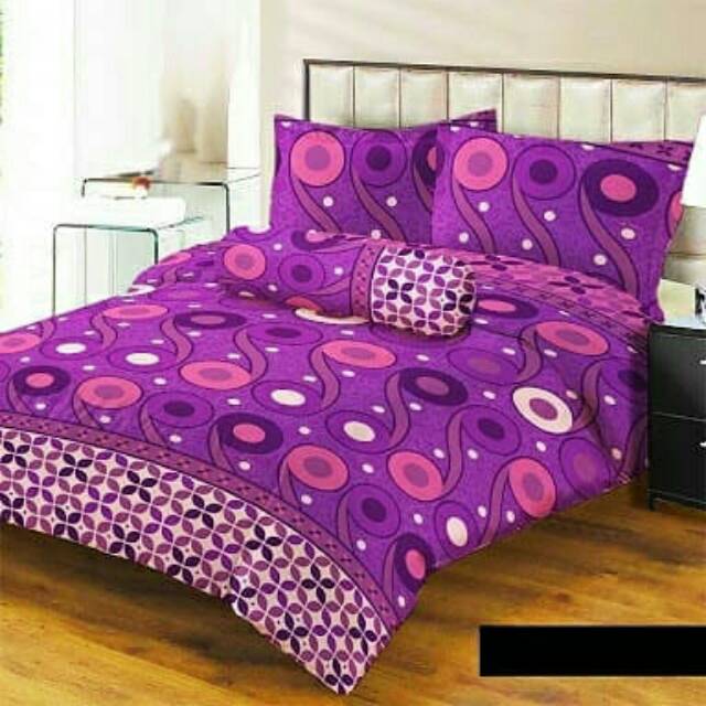 Sprei Lady Rose Motif Batik Ungu 3D 3in1 Lembut Halus Murah Dan Terbaru