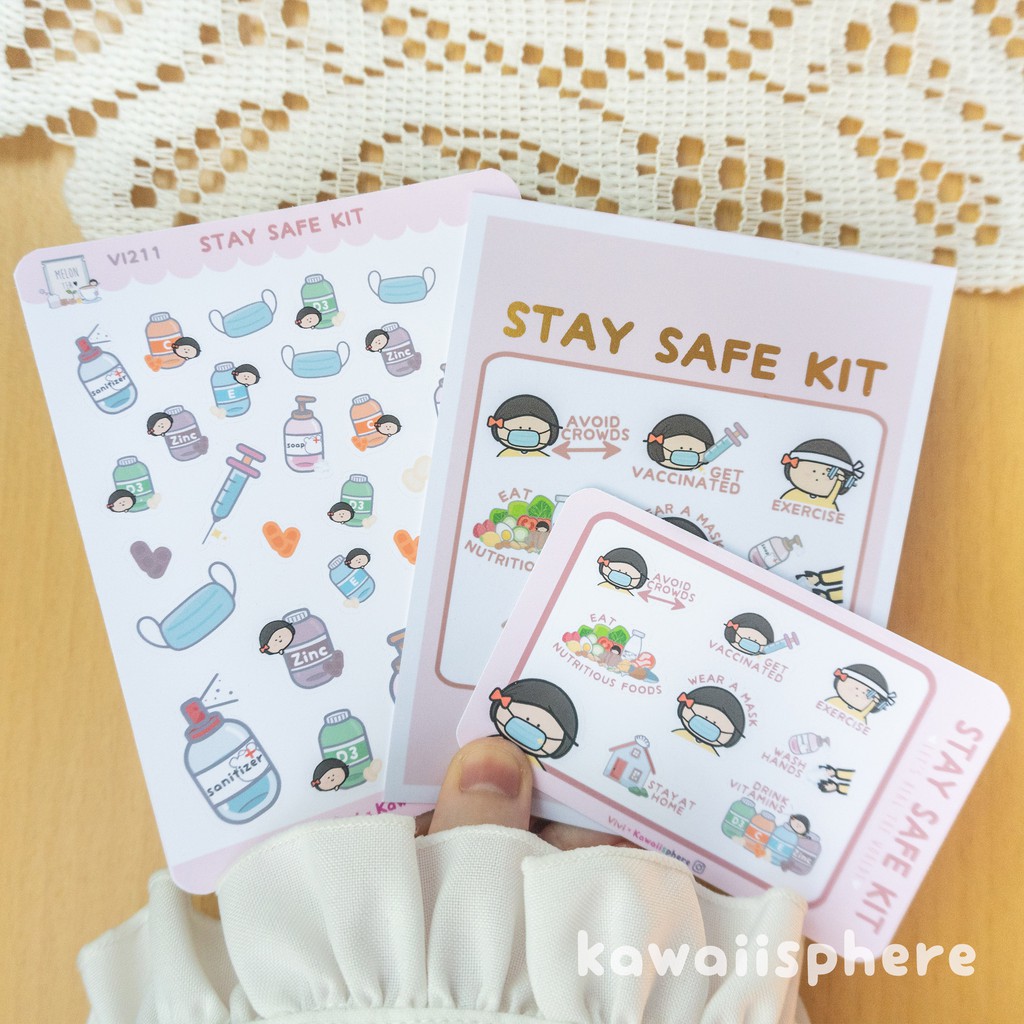 

Stay Safe | Planner / Journal Sticker / Gold Foiled Artprints | Stay at Home