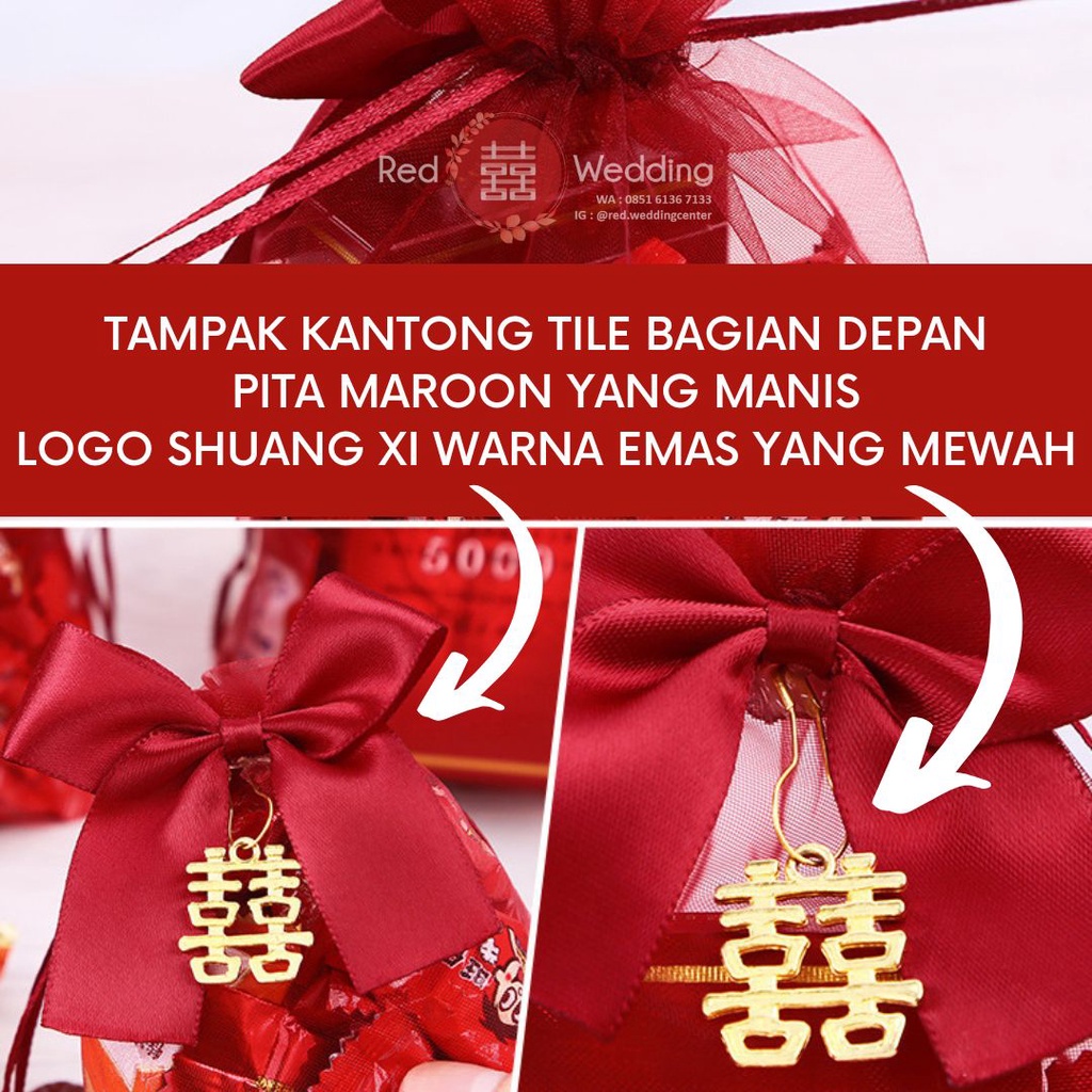 [KANTONG TILE MAROON] PAKET HANDUK Pastel / Handuk Merah Souvenir Pernikahan Wedding / Teapai / Sangjit - MOHON BACA DESKRIPSI