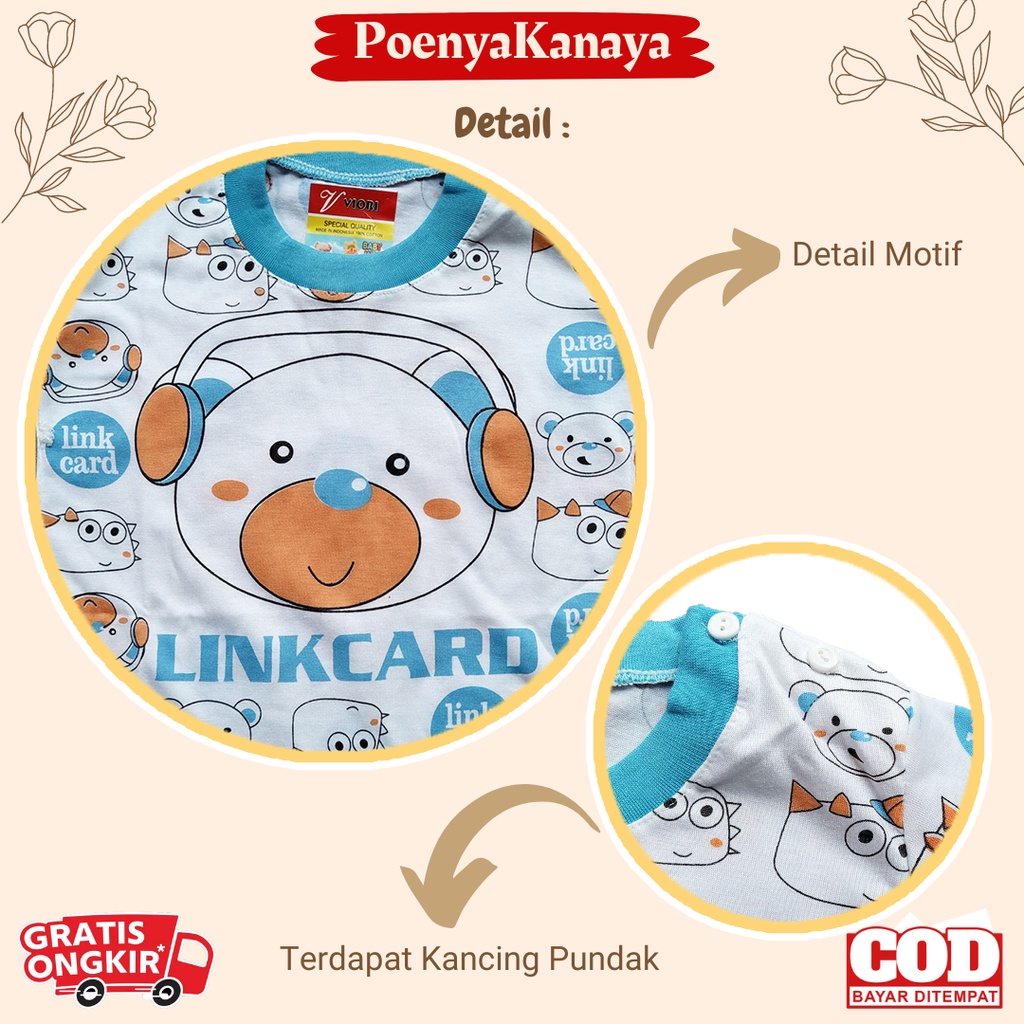 Setelan Baju Bayi Piyama Pendek LINKCARD Viori Size 6-18 Bulan STL51