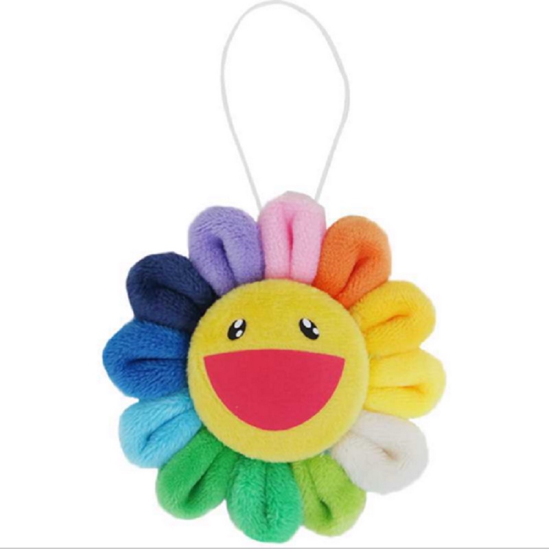 Cute Flower Takashi Murakami Kiki Kaikai Brooch Rainbow Pin Badge Strap Plush Pendant