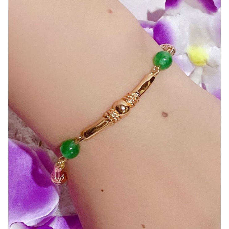 Gelang bambu lapis emas permata giok dan rambut sedana cantik banget