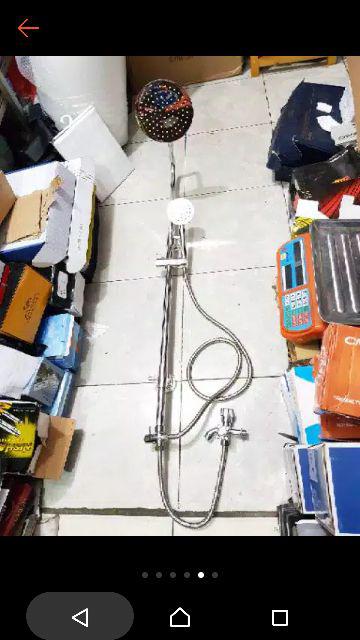 Paket Shower Tiang Set Coulomn Stainless Bulat Bano + Kran Cabang
