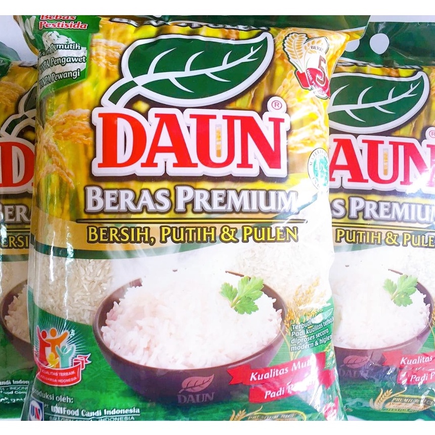 Beras DAUN Kemasan 5 kg | Beras Premium Bersih Putih Pulen