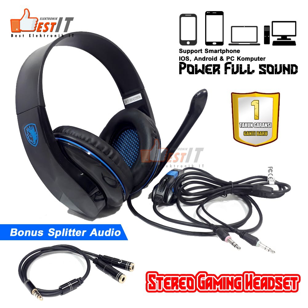 Headset Gaming Sades T Power SA-701 FREE SPLITTER AUDIO 1-2