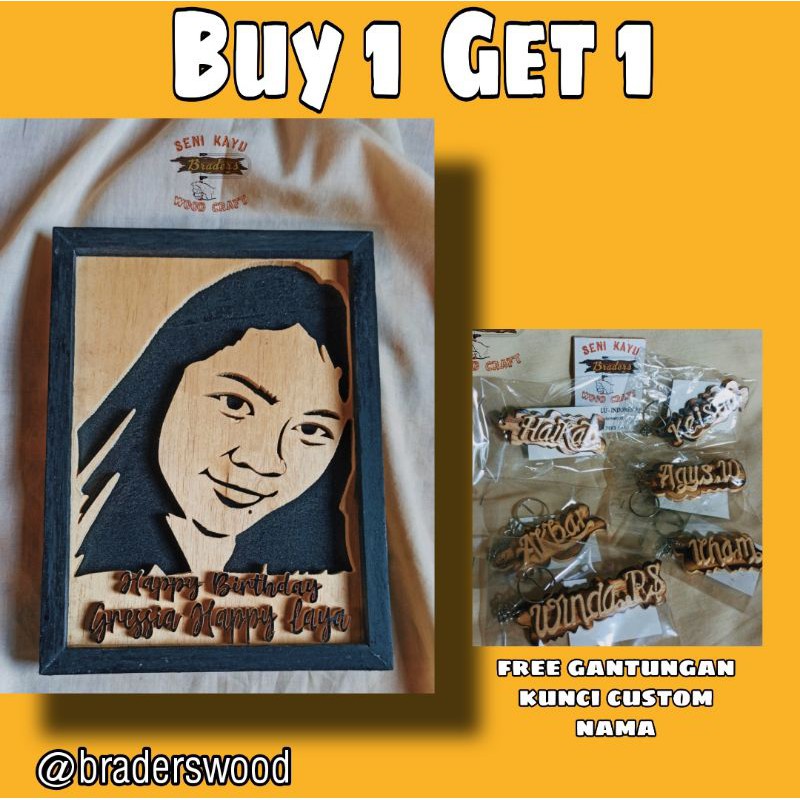 Siluet Wajah Ukir / Hadiah Wisuda/anniv / Ultah Dll