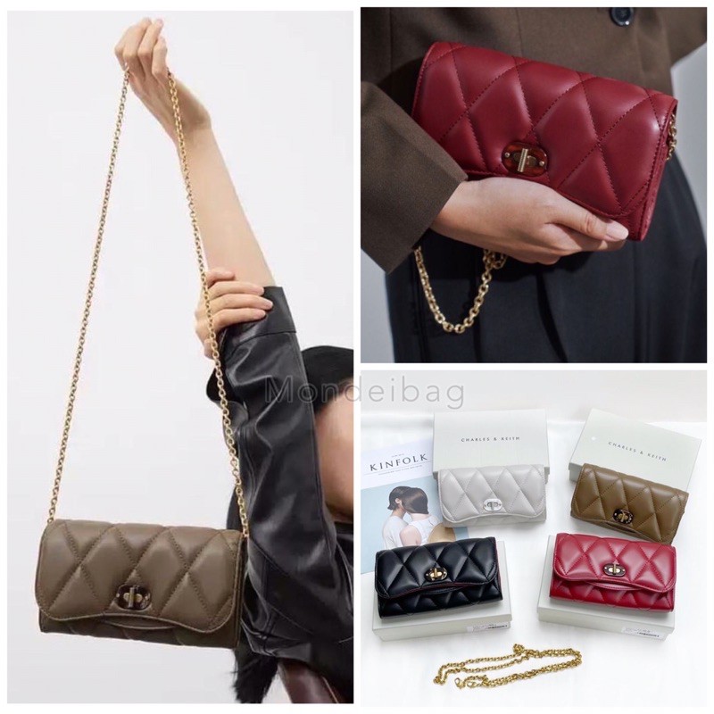 ORIGINAL  Charles&k3ith quilted turn lock clutch wallet bag / dompet ck cnk c&k selempang