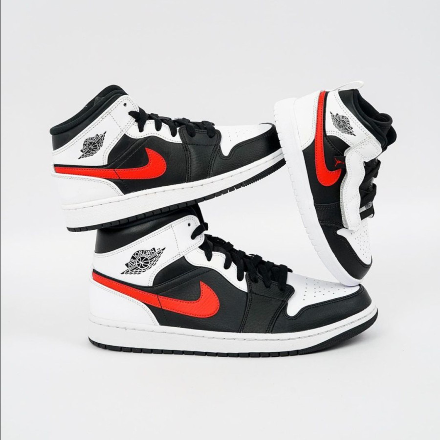 Air Jordan 1 Mid Black White Red / Chile Red GS