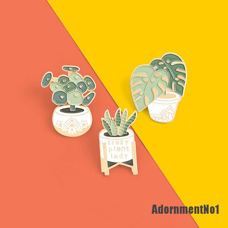 (Adornmentno1) Bros Pin Enamel Bentuk Pot Tanaman Untuk Aksesoris Pakaian / Tas