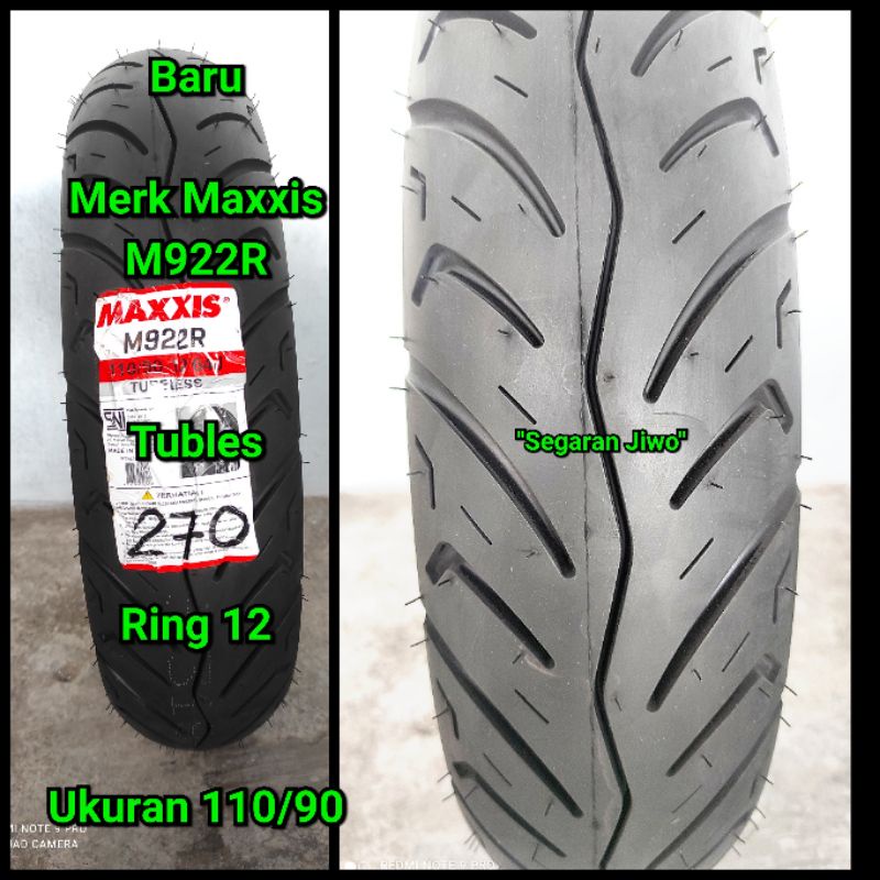 Ban Tubles motor ring 12 ukuran 110/90 merk maxxis ban belakang Honda scoopy