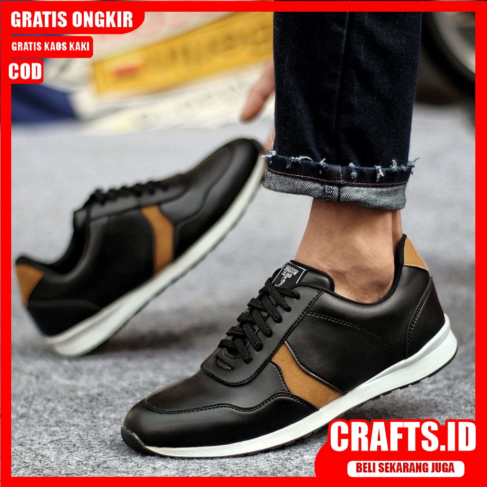 CRAFTS X VARGAS Sepatu Sneaker Pria Sepatu Pria Casual Sepatu Sneakers Cowok/Cowo Kulit Pu Sepatu Kasual Kerja Kuliah Kondangan Gaya Santai Kekinian Terbaru Murah Terlaris