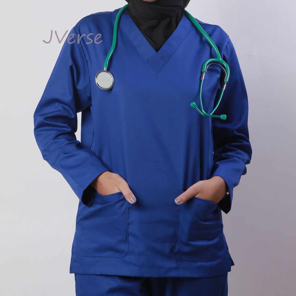 BAJU OK LENGAN PANJANG SCRUB MEDIS SERAGAM JAGA DRILL