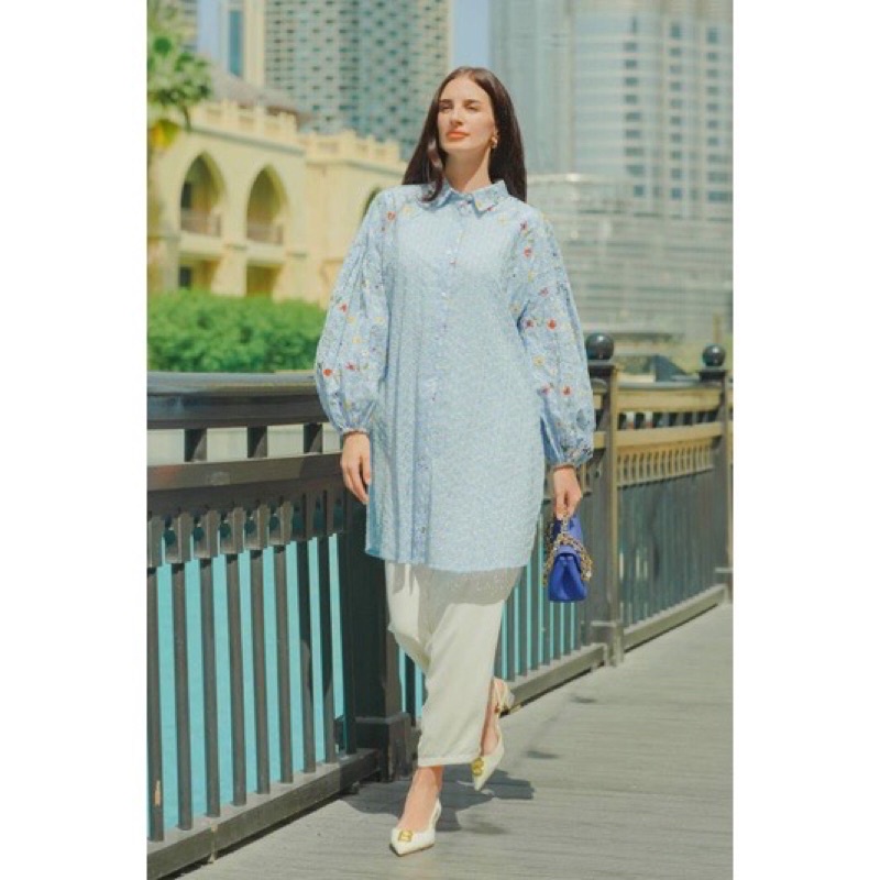Marsha Shirt Blue Size S Raya Collection 2022 - Benang Jarum Buttonscarves