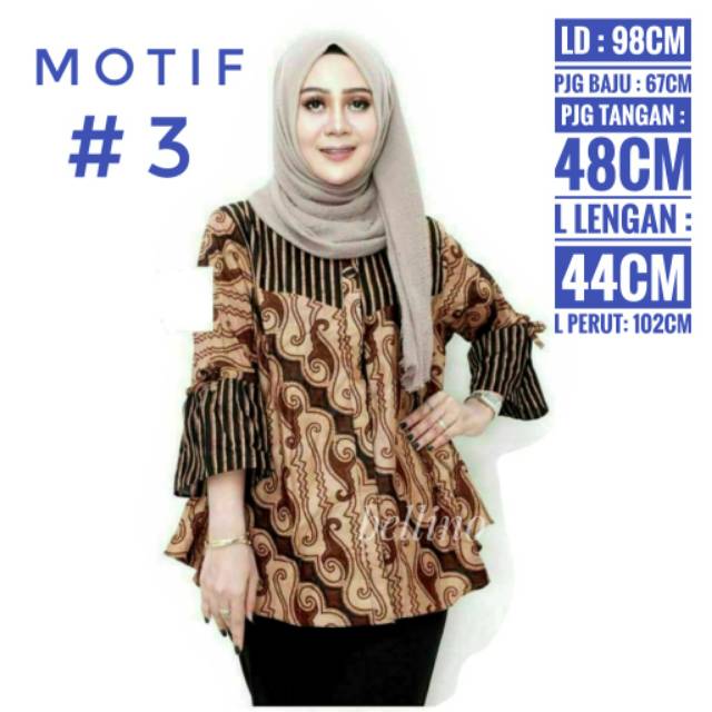 Blouse Wanita Model Lonceng Motif Batik Pekalongan Lengan Terompet Busui Friendly Baju Atasan Wanita