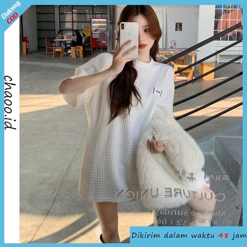 【Diskon Spesial】Blus longgar gaya Korea baru lengan pendek wanita outer atasan warna putih korean style